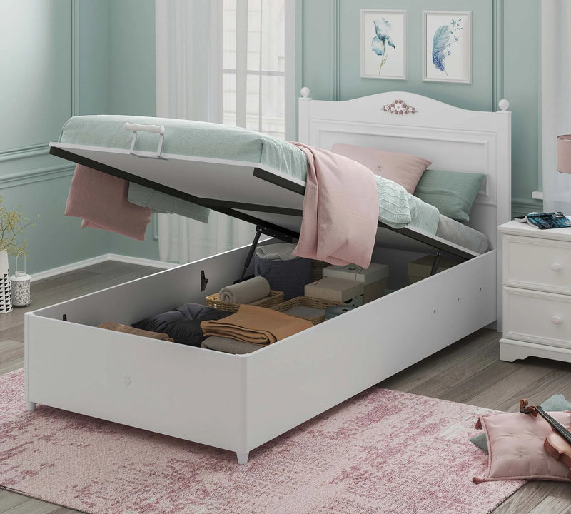 Rustic White Storage Bed