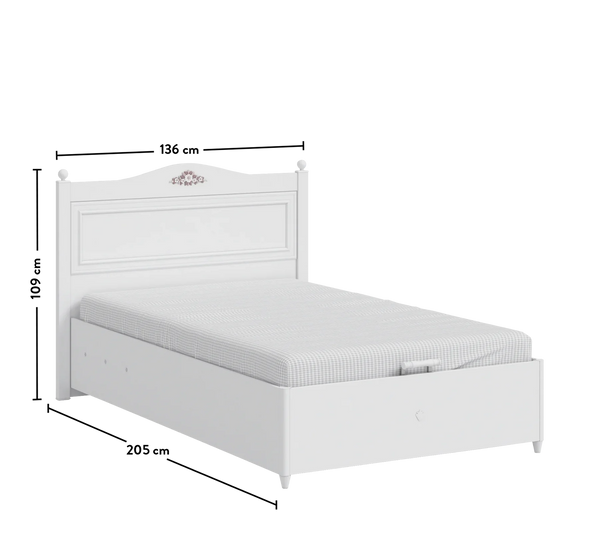Letto con Contenitore Rustico Bianco