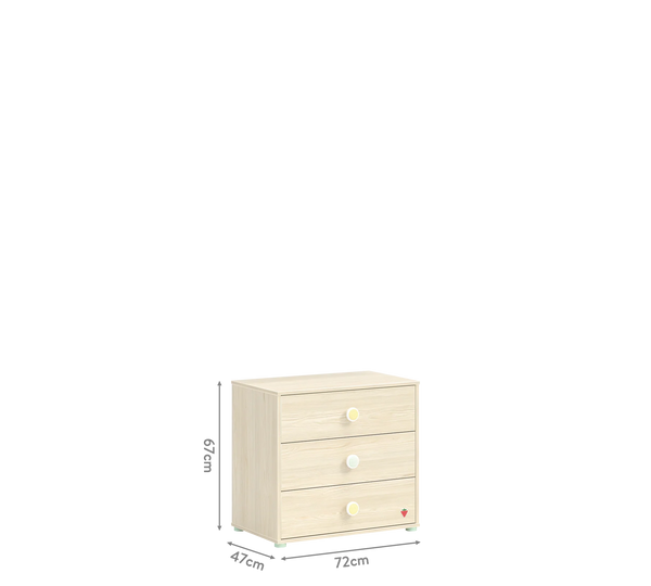 Camera Completa Montes Baby Natural: Letto Daybed (90x190), Armadio 2 Ante e Comò Piccolo + Materasso in Omaggio