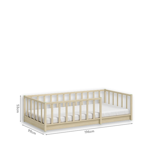 Camera Completa Montes Baby Natural: Letto Daybed (90x190), Armadio 2 Ante e Comò Piccolo + Materasso in Omaggio