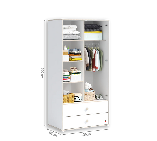 Camera Completa Montes Baby White: Letto Daybed (90x190), Armadio 2 Ante e Comò Piccolo + Materasso in Omaggio