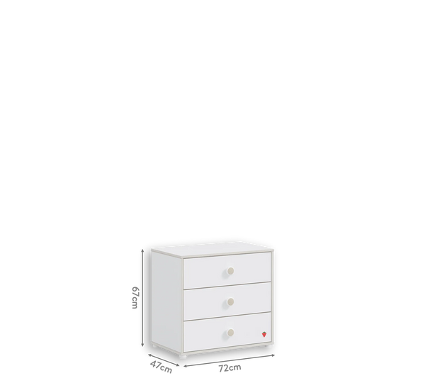 Camera Completa Montes Baby White: Letto Daybed (90x190), Armadio 2 Ante e Comò Piccolo + Materasso in Omaggio