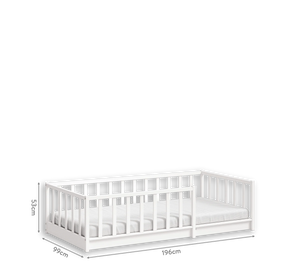 Camera Completa Montes Baby White: Letto Daybed (90x190), Armadio 2 Ante e Comò Piccolo + Materasso in Omaggio