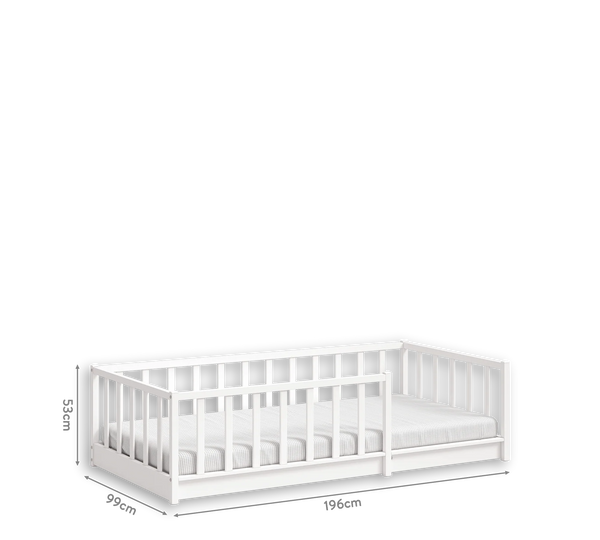 Camera Completa Montes Baby White: Letto Daybed (90x190), Armadio 2 Ante e Comò Piccolo + Materasso in Omaggio