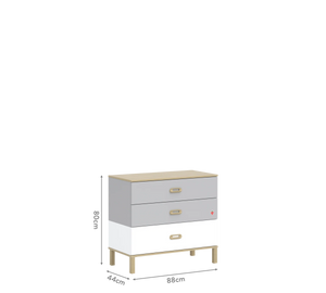 Dormitorio Completo Bebé Mino: Cuna Convertible con Cama Nido, Armario de 3 Puertas y Cómoda + Colchón de Regalo