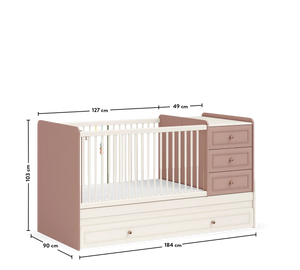 Habitación Completa Baby Elegance: Cuna Convertible, Armario de 3 Puertas y Cómoda + Colchón de Regalo