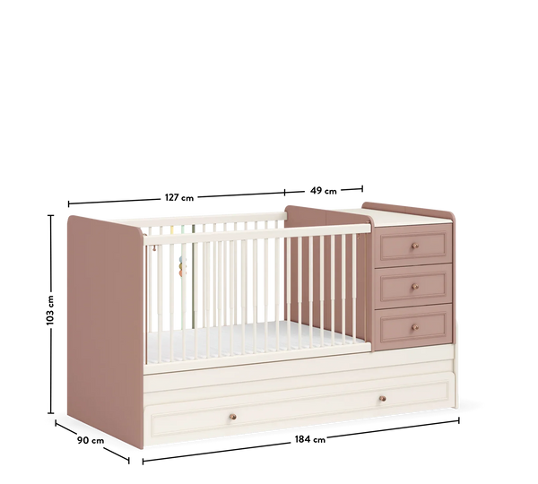 Habitación Completa Baby Elegance: Cuna Convertible, Armario de 3 Puertas y Cómoda + Colchón de Regalo