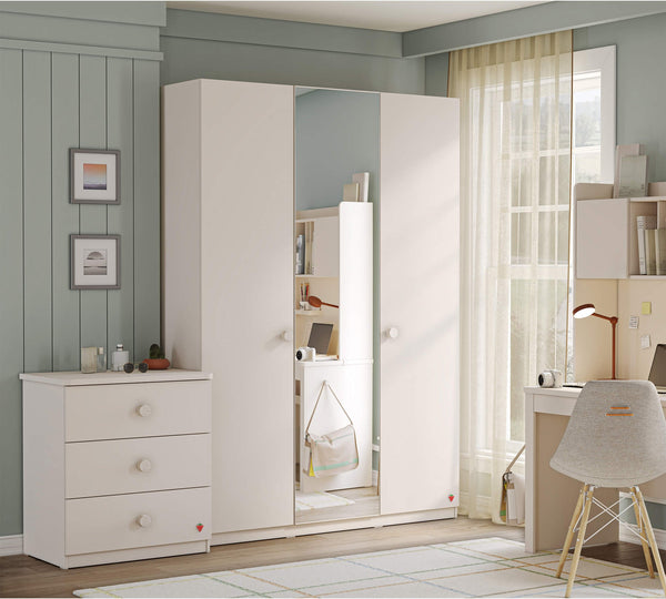 Armadio a 3 Ante con Specchio Varia Cream