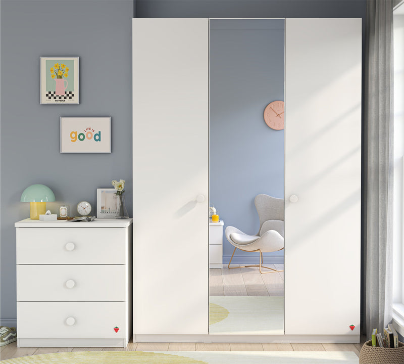 Varia White 3-door mirrored wardrobe