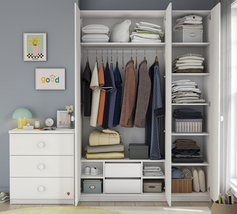 Varia White 3-door mirrored wardrobe