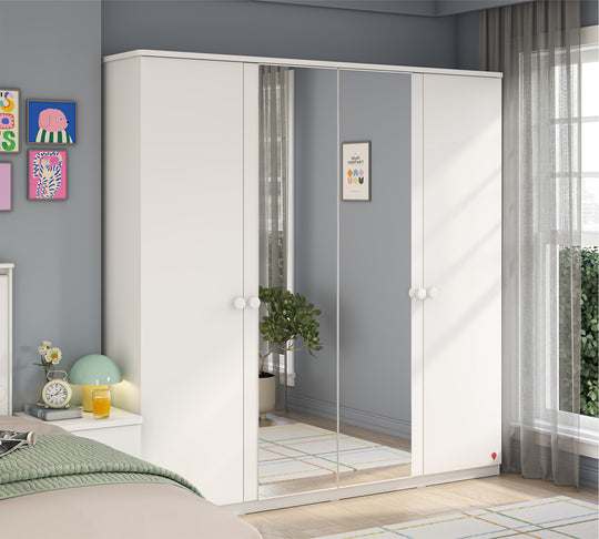 Varia White 3-door mirrored wardrobe