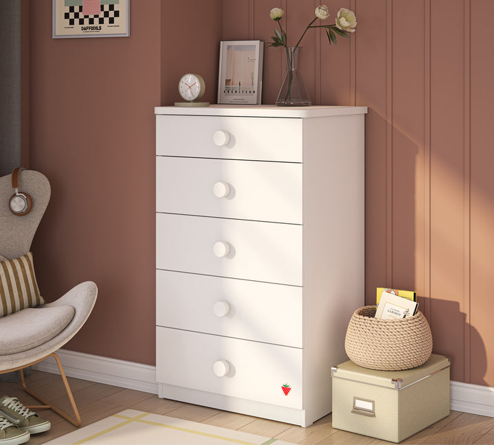 Varia White Tall Chest of Drawers