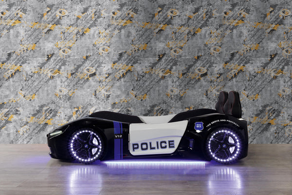 Car Bed with Police LED - (90x190)
