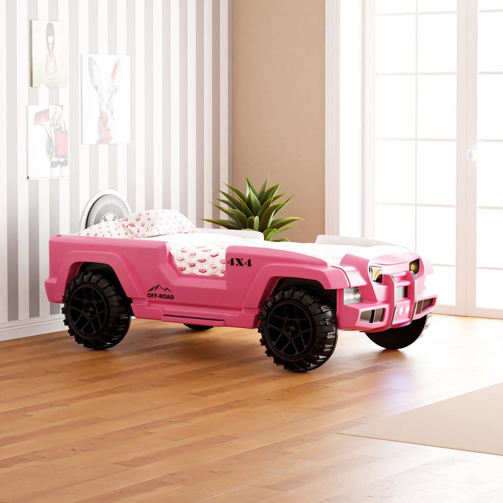 Letto Auto Jeep con LED - Rosa