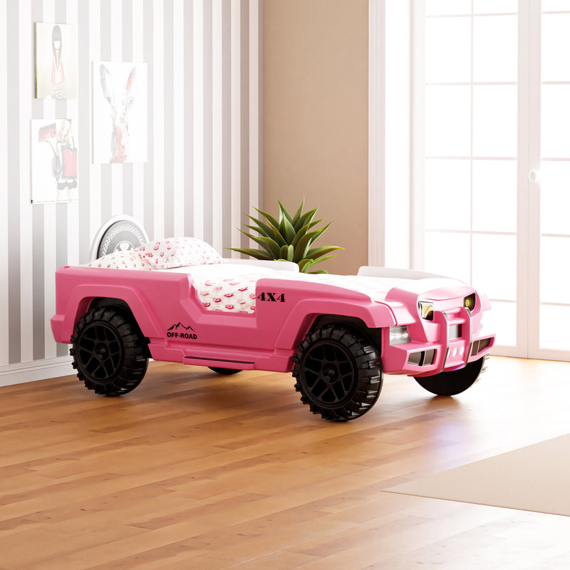 Jeep Car Bed with LED - Pink