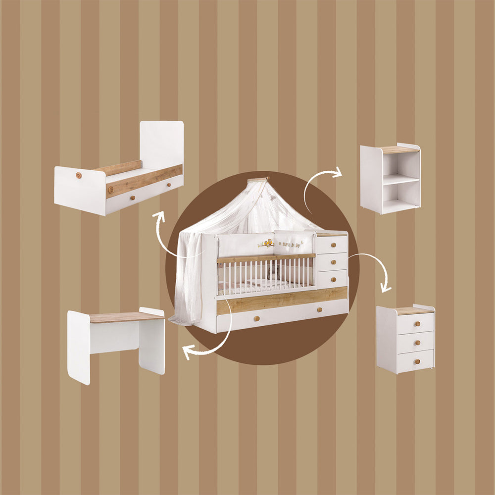 Lettino Trasformabile Baby Natura con Letto Estraibile (Design Evolutivo)