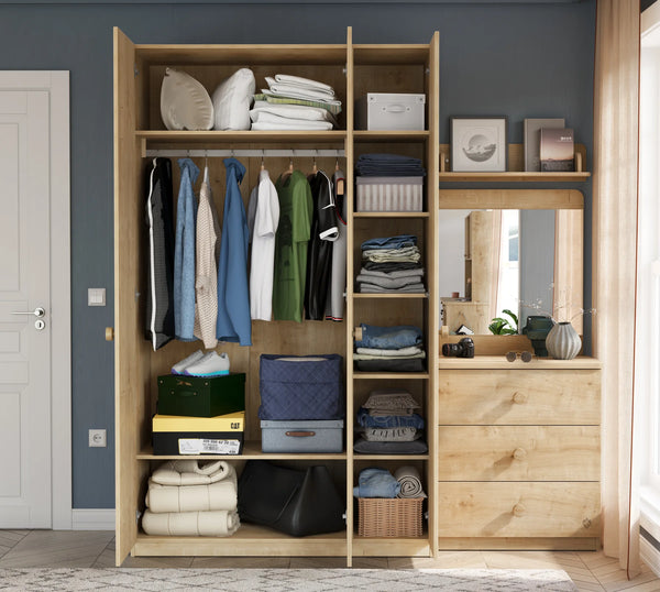 Camera Completa Mocha: Letto (100x200), Armadio 3 Ante Line e Scrivania con Unità Alta + Materasso in Omaggio