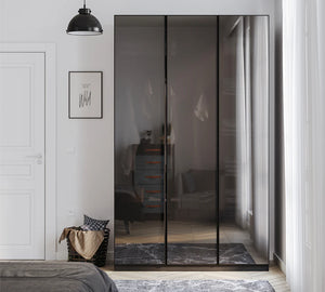 Armadio a 3 ante nero (con ante in vetro)