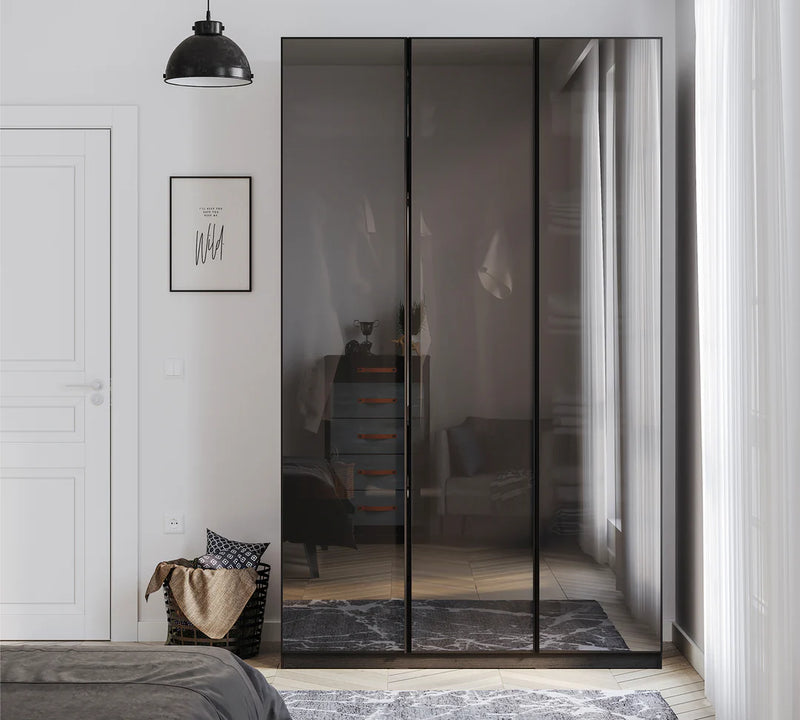 Armadio a 3 ante nero (con ante in vetro)