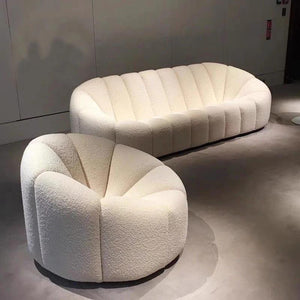 Puffy - Set Divani in Bouclé - Bianco Panna