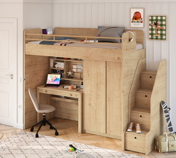 Letto a Castello Studio Oak Set‑2 (90 × 200 cm)