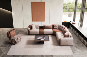 Grande Divano Angolare Beige e Cognac