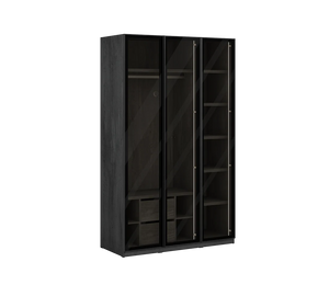 Armadio a 3 ante nero (con ante in vetro)