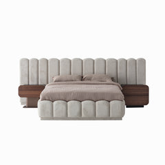 Maybach Walnut Bed + 2 Bedside Tables