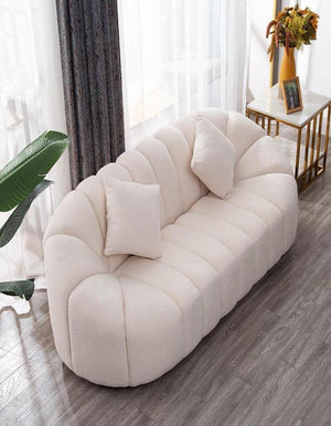 Puffy - Set Divani in Bouclé - Bianco Panna