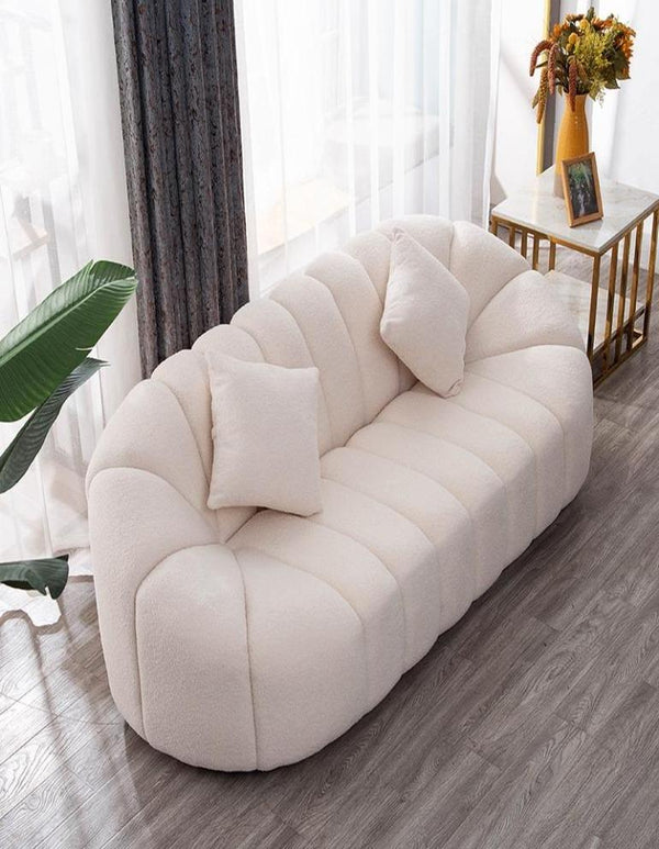 Puffy - Set Divani in Bouclé - Bianco Panna