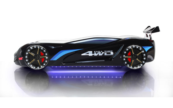 MVN1 Autobett mit LED-Beleuchtung 90x190cm (Schwarz/Blau/Rot/Weiß)