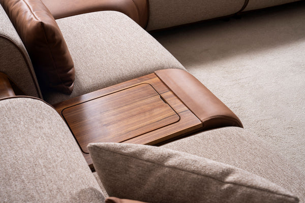 Grande Divano Angolare Beige e Cognac