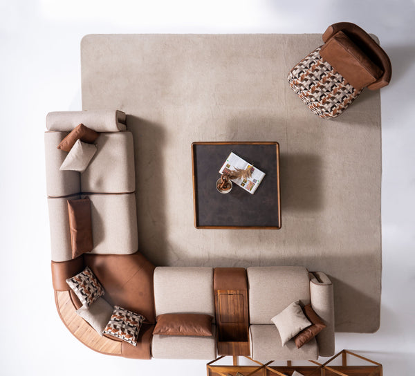Grande Divano Angolare Beige e Cognac