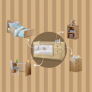 Cuna convertible Bebé Mocha ST 75x160 cm con cajones, segura hasta los 6 años y práctica