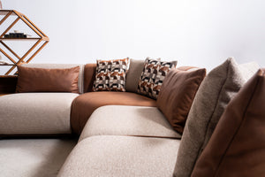 Grande Divano Angolare Beige e Cognac