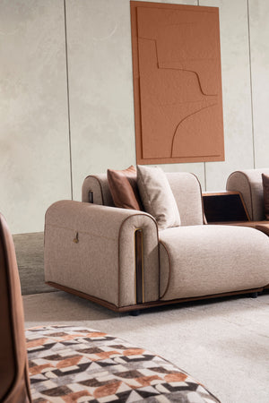 Grande Divano Angolare Beige e Cognac