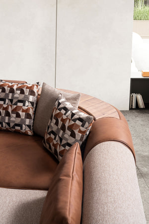 Grande Divano Angolare Beige e Cognac
