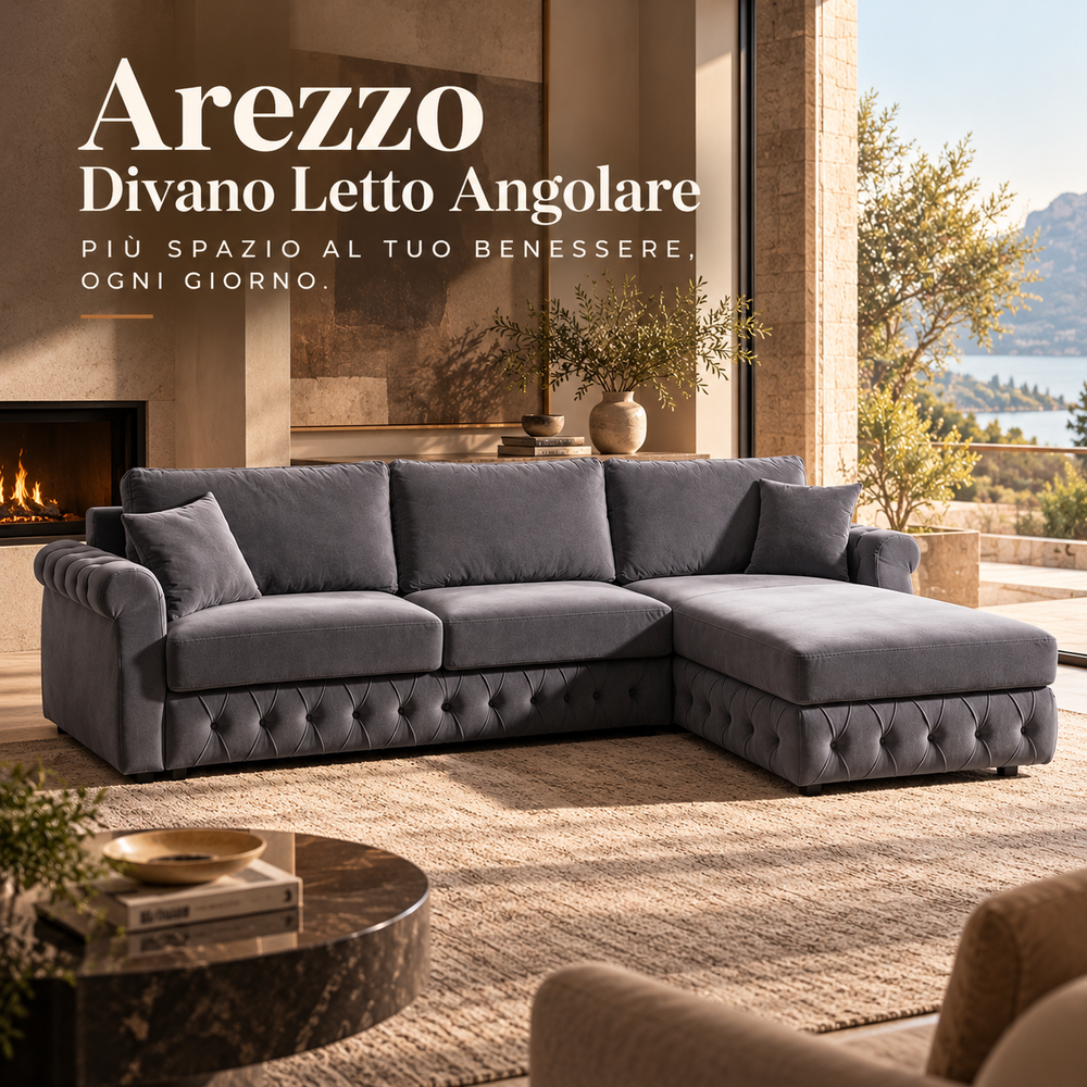 Divano Letto Angolare Arezzo con Penisola Contenitore