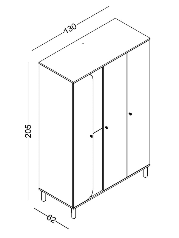 Armadio a 3 Ante Sofia con Specchio Integrato