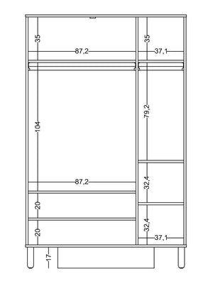 Armadio a 3 Ante Sofia con Specchio Integrato
