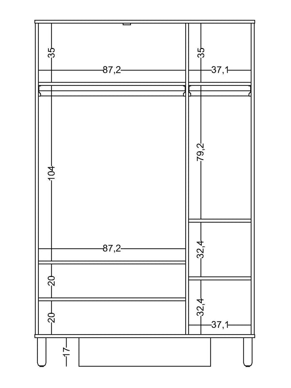 Armadio a 3 Ante Sofia con Specchio Integrato
