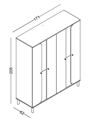 Armadio a 4 Ante Sofia con Specchi
