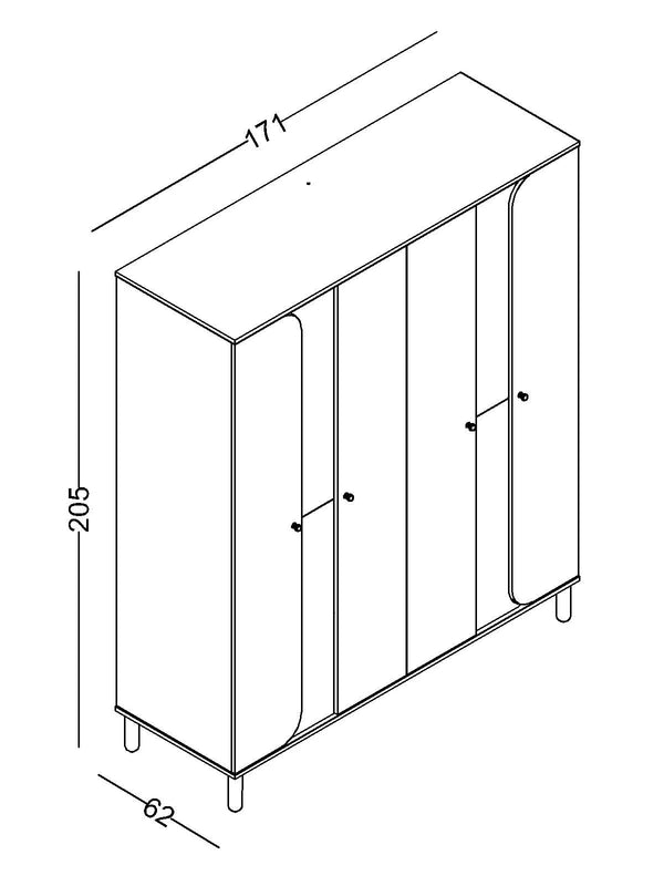 Armadio a 4 Ante Sofia con Specchi