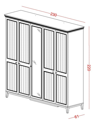 Armadio a 5 Ante Regnum con Specchio