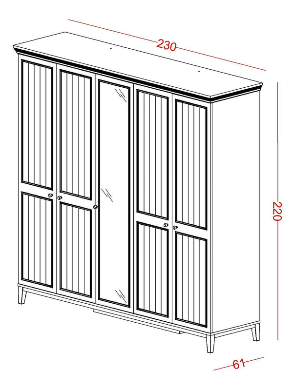 Armadio a 5 Ante Regnum con Specchio
