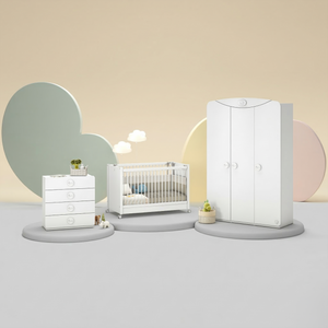 Set Cameretta Neonato Baby Cotton - Letto Co-sleeping, Armadio e Comò con Materasso Gratis