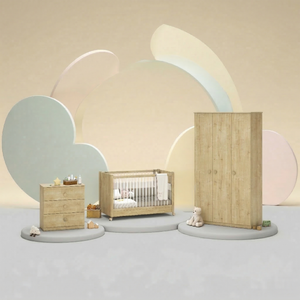 Habitación completa Mocha Baby: Cuna, Armario de 3 puertas y Cómoda + Colchón de regalo