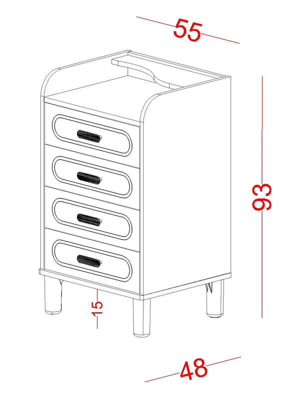 Cassettiera Alta Bohemsoft (4 Cassetti)
