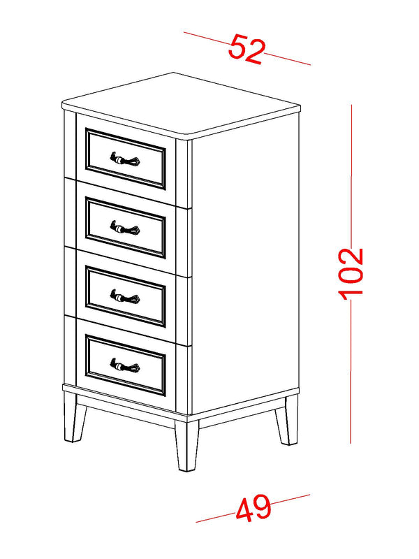 Cassettiera Alta Marje (Settimanino a 4 Cassetti)