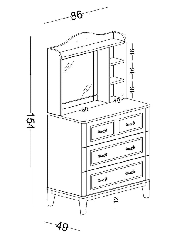 Cassettiera con Specchio Marje